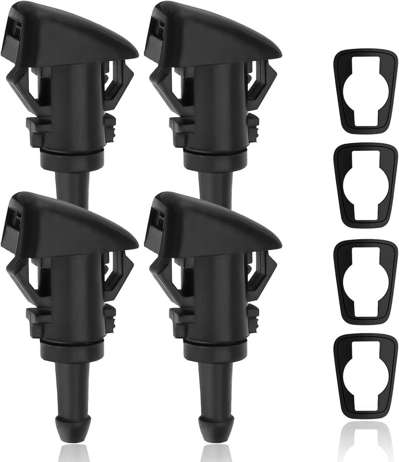 DWARFOO 4 PCS Front Windshield Washer Nozzles, Washer Spray Jet Kit Fit for Chrysler, Dodge, Replaces OEM #: 4805742AB / 5113049AA / 55077460AA / 5303833AA / 5116079AA - Image 1
